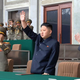Thousands cheer Dear Leader Kim Jong-un’s triumph of being the first man to walk on the moon.
